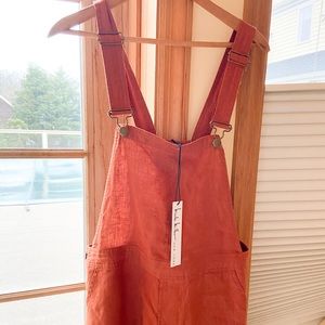 NWT Nicole Miller Linen Burnt Orange Overalls
